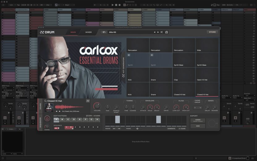 Loopcloud DRUM plugin open in a DAW