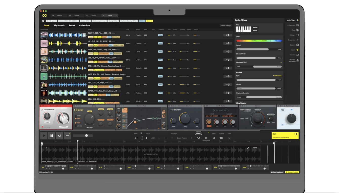 Loopcloud Studio editing a sample on a laptop
