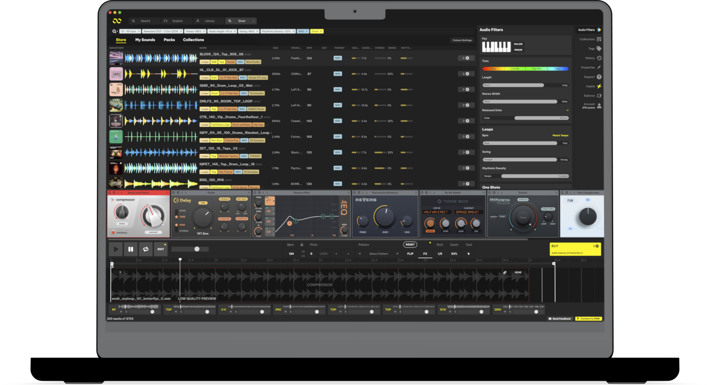 Loopcloud app open on a laptop