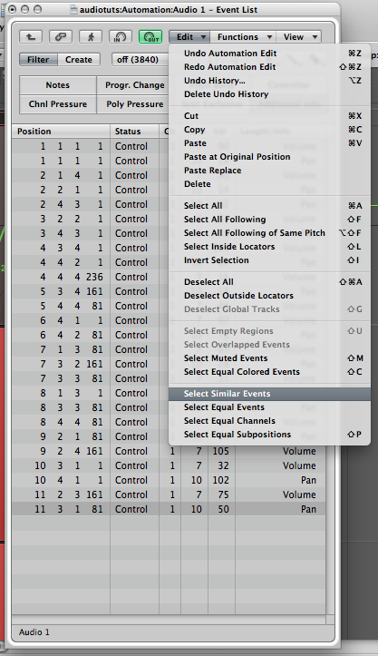 Logic Pro Automation Tutorial - Quantizing Automation With Event List